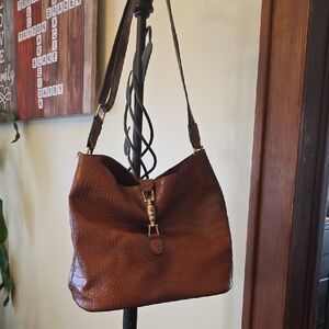 Rustic Brown Leather Shoulder Tote